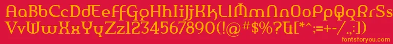 フォントAmerikaPro – 赤い背景にオレンジの文字