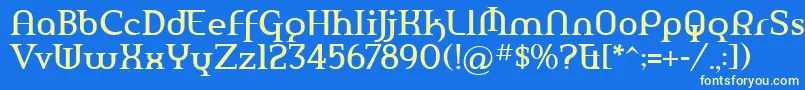 フォントAmerikaPro – 黄色の文字、青い背景