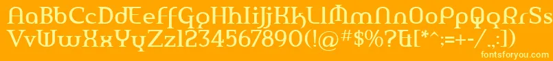 AmerikaPro-Schriftart – Gelbe Schriften auf orangefarbenem Hintergrund