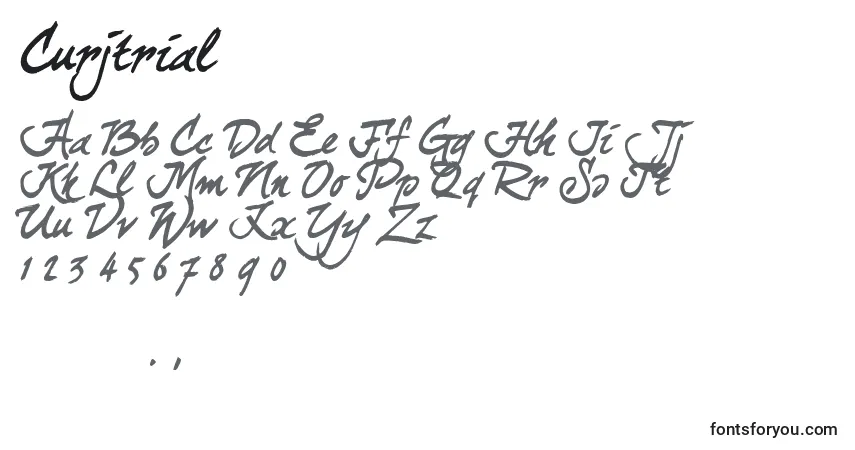Шрифт Curjtrial (56967) – алфавит, цифры, специальные символы