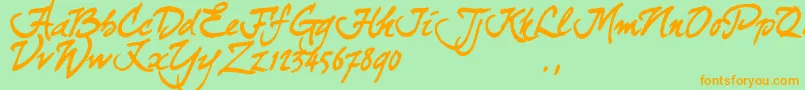 Curjtrial Font – Orange Fonts on Green Background