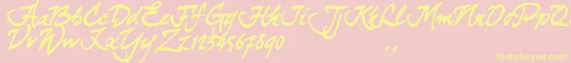 Curjtrial-Schriftart – Gelbe Schriften auf rosa Hintergrund