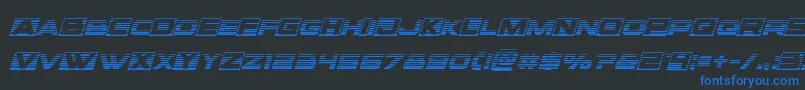 Voxboxgradital-Schriftart – Blaue Schriften auf schwarzem Hintergrund