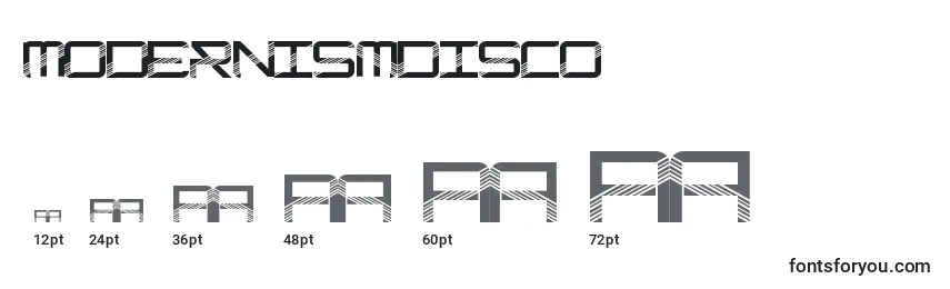 Размеры шрифта ModernismDisco
