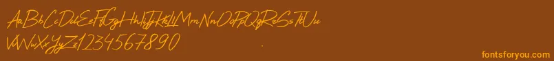 Fonte EpicRide – fontes laranjas em um fundo marrom