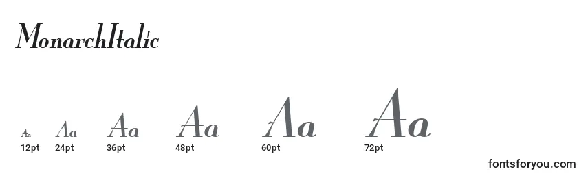 MonarchItalic Font Sizes