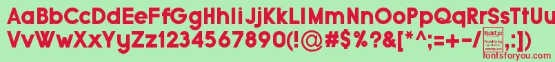 TypoGroteskBlackDemo-fontti – punaiset fontit vihreällä taustalla