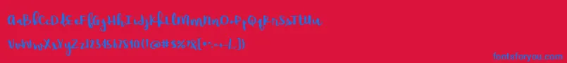 Fonte BmdRaspberryMoonshine – fontes azuis em um fundo vermelho