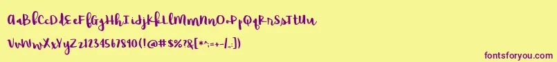 BmdRaspberryMoonshine Font – Purple Fonts on Yellow Background