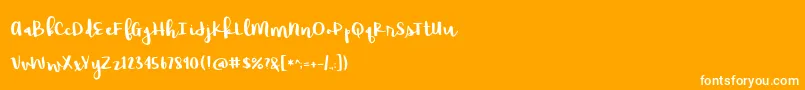 BmdRaspberryMoonshine-Schriftart – Weiße Schriften auf orangefarbenem Hintergrund