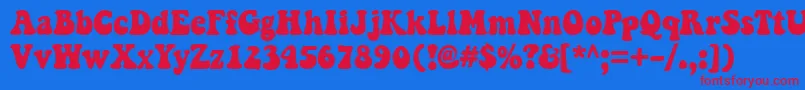 KeepOnTruckinfw-Schriftart – Rote Schriften auf blauem Hintergrund