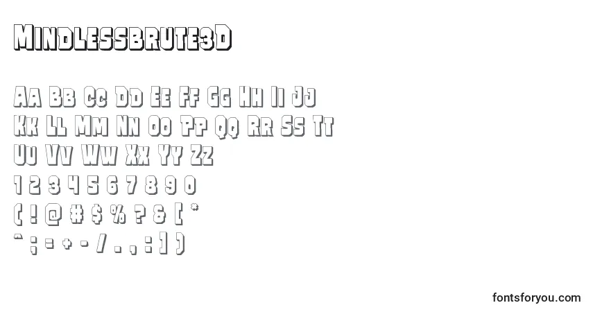Шрифт Mindlessbrute3D – алфавит, цифры, специальные символы