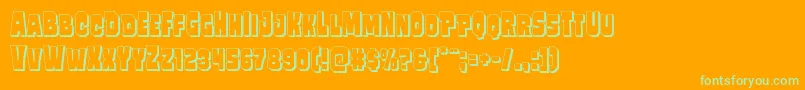 Mindlessbrute3D-Schriftart – Grüne Schriften auf orangefarbenem Hintergrund