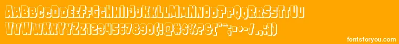 Mindlessbrute3D-Schriftart – Weiße Schriften auf orangefarbenem Hintergrund