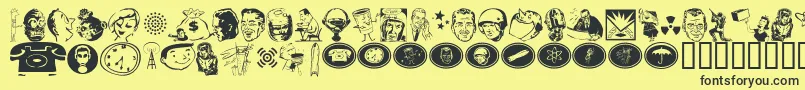 GlamoconRetrobats Font – Black Fonts on Yellow Background