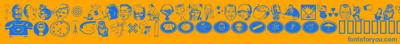 GlamoconRetrobats Font – Blue Fonts on Orange Background