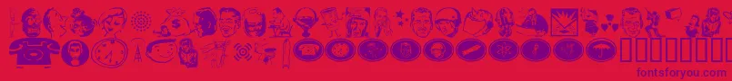 GlamoconRetrobats Font – Purple Fonts on Red Background