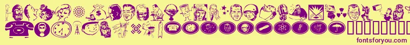 GlamoconRetrobats Font – Purple Fonts on Yellow Background