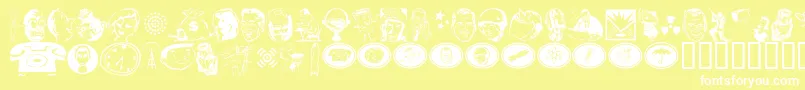 GlamoconRetrobats Font – White Fonts on Yellow Background