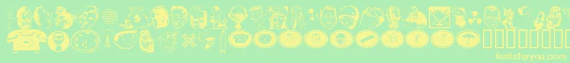 Więcej informacji o czcionce GlamoconRetrobats Czcionka GlamoconRetrobats – żółte czcionki na zielonym tle