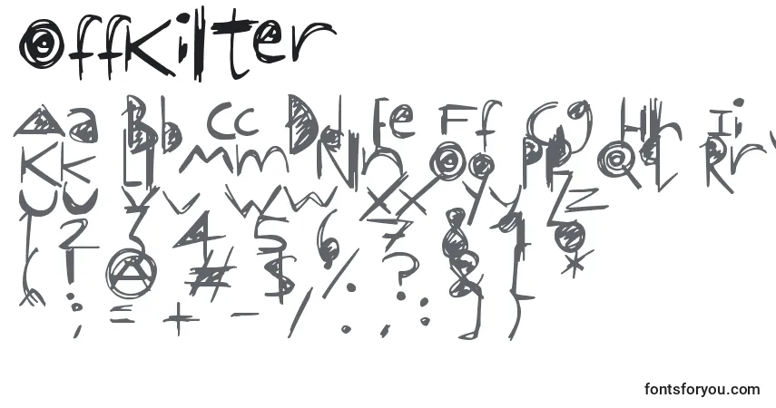 Schriftart OffKilter – Alphabet, Zahlen, spezielle Symbole