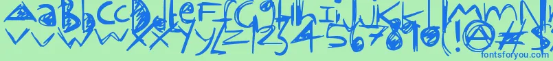 OffKilter Font – Blue Fonts on Green Background