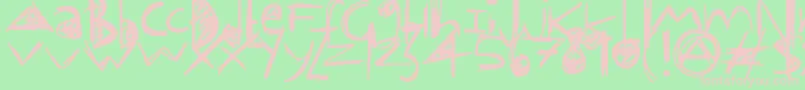 OffKilter-Schriftart – Rosa Schriften auf grünem Hintergrund