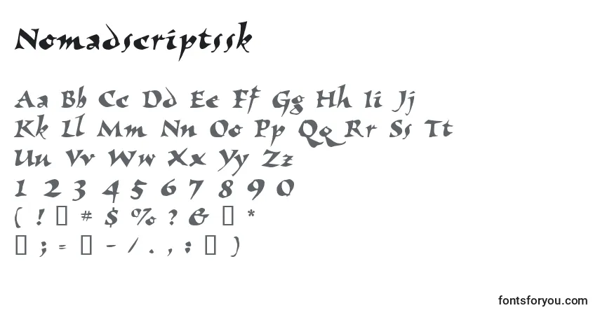 Nomadscriptssk-fontti – aakkoset, numerot, erikoismerkit