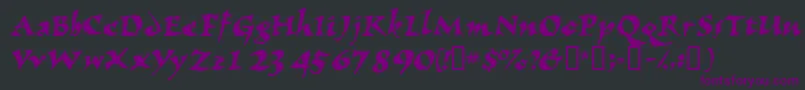 フォントNomadscriptssk – 黒い背景に紫のフォント