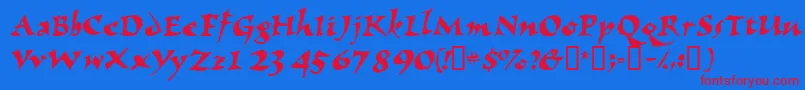 Nomadscriptssk Font – Red Fonts on Blue Background
