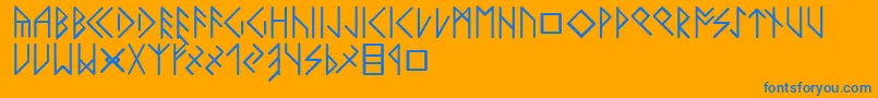 Latinloversrunes Font – Blue Fonts on Orange Background