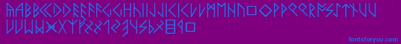 Latinloversrunes-Schriftart – Blaue Schriften auf violettem Hintergrund