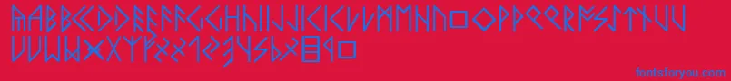 Weitere Informationen zur Latinloversrunes-Schriftart Latinloversrunes-Schriftart – Blaue Schriften auf rotem Hintergrund