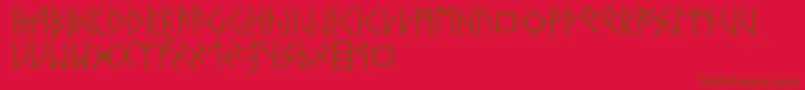 Latinloversrunes-fontti – ruskeat fontit punaisella taustalla
