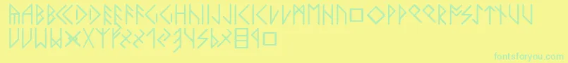 Latinloversrunes-Schriftart – Grüne Schriften auf gelbem Hintergrund