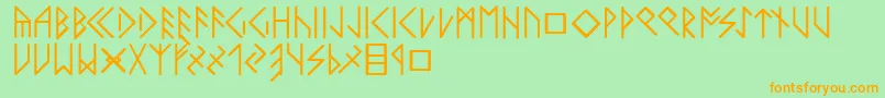 Czcionka Latinloversrunes – pomarańczowe czcionki na zielonym tle
