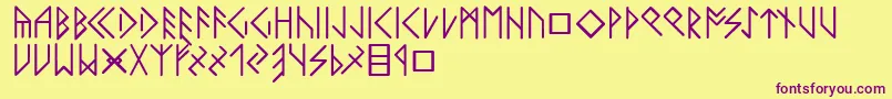 Latinloversrunes Font – Purple Fonts on Yellow Background
