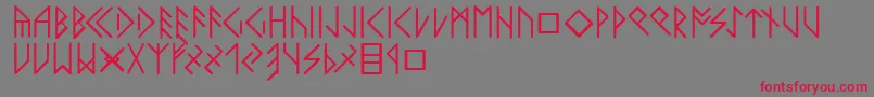 Latinloversrunes-fontti – punaiset fontit harmaalla taustalla