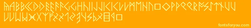 Latinloversrunes Font – Yellow Fonts on Orange Background