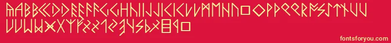 Latinloversrunes Font – Yellow Fonts on Red Background