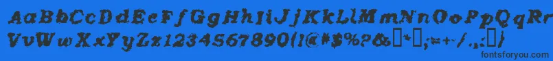 Crash-Schriftart – Schwarze Schriften auf blauem Hintergrund