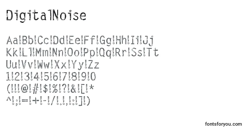 Czcionka DigitalNoise – alfabet, cyfry, specjalne znaki