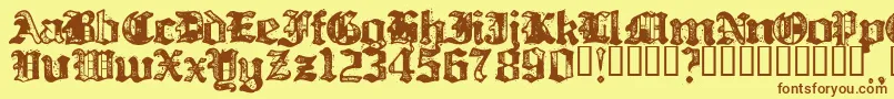フォントBillh – 茶色の文字が黄色の背景にあります。