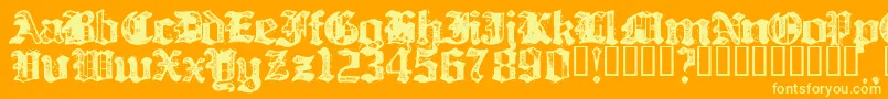 Billh-Schriftart – Gelbe Schriften auf orangefarbenem Hintergrund