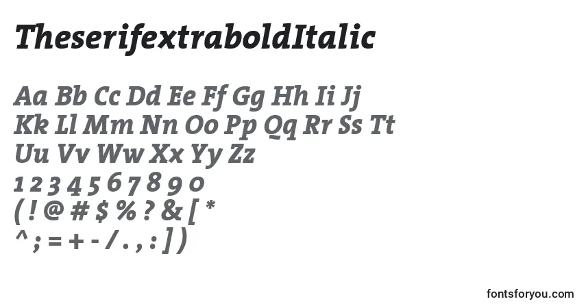 TheserifextraboldItalicフォント–アルファベット、数字、特殊文字