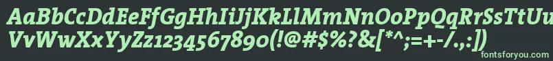 フォントTheserifextraboldItalic – 黒い背景に緑の文字