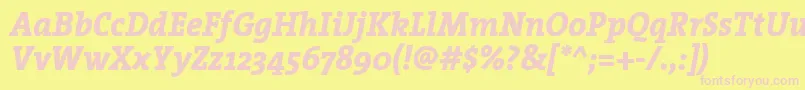 TheserifextraboldItalic Font – Pink Fonts on Yellow Background