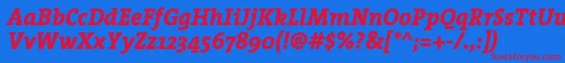 TheserifextraboldItalic Font – Red Fonts on Blue Background