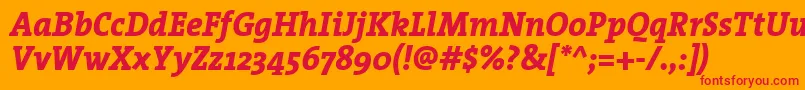 TheserifextraboldItalic Font – Red Fonts on Orange Background