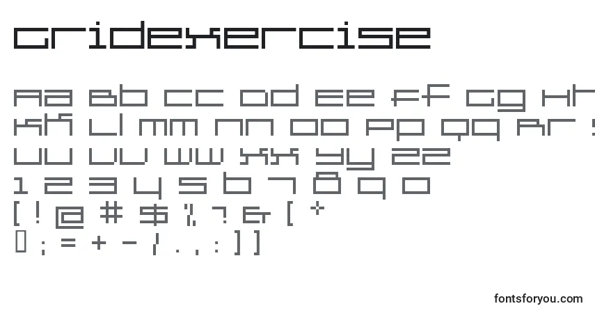 Czcionka Gridexercise – alfabet, cyfry, specjalne znaki